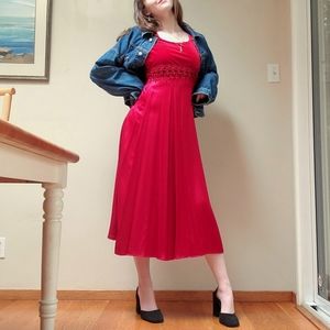 Vintage Velvet & Satin Red Dress